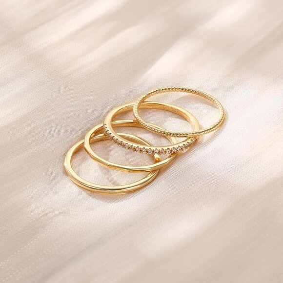 14K Gold Filled 1.3mm Thin Stackable Rings for Women - Minimalist Non Tarnish Ha - Picture 6 of 6